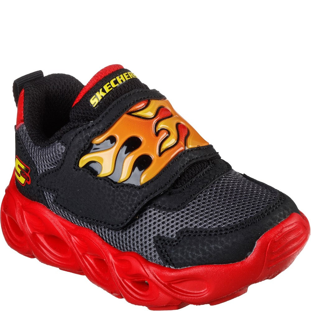 Boys Skechers Thermo-Flash Flame Flow Trainers Black | Brantano