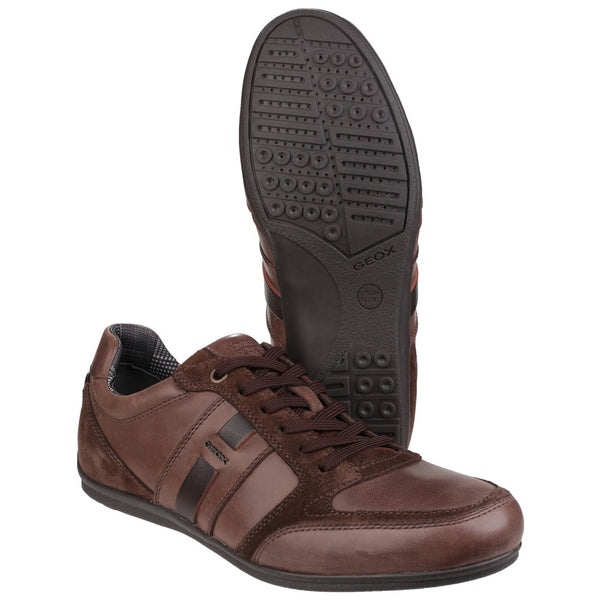 Mens Geox Houston Casual Lace Up Shoe Dark Brown | Brantano