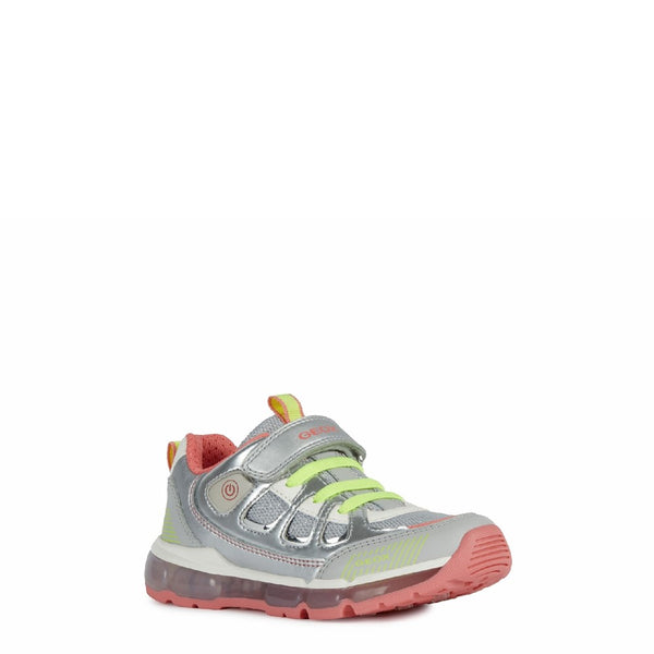 Girls Geox J Android Girl C Lace up and Touch Fastening Trainer Silver |  Brantano