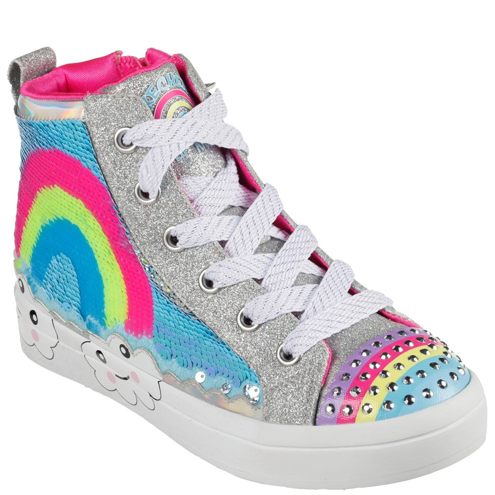 Girls Skechers Flip Kicks Twi-Lites 2.0 Rainbow Daydreams Boot Grey ...