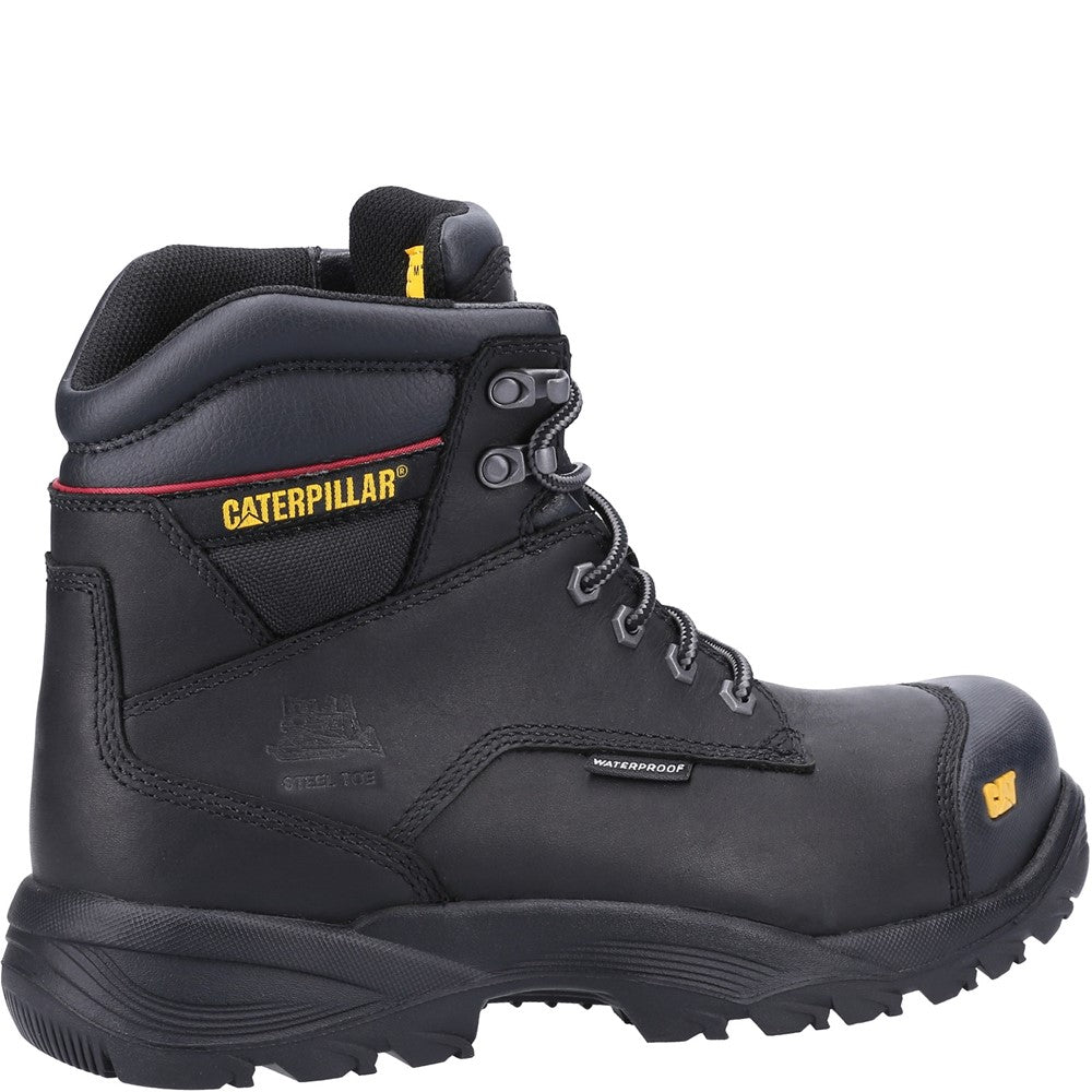 Mens Caterpillar Spiro Waterproof Safety Boot Black Brantano